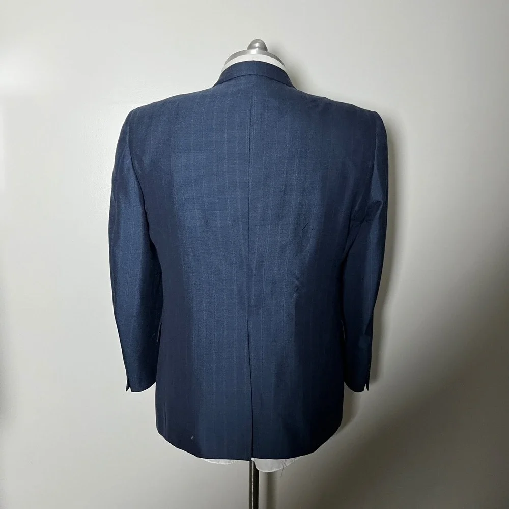Kuppenheimer 2-Piece Suit Mens 46R 44x30 Navy Blue Pinstripe Vintage Wool USA